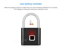 Keyless Fingerprint Smart Padlock - mytechnotool.com